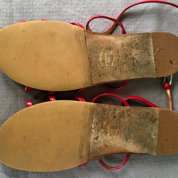 Prada Red Patent Leather Sandals. - Picture 7 of 7